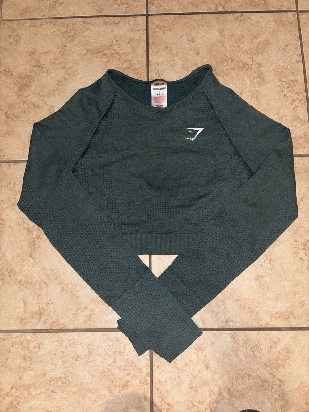 Gymshark Vital Seamless‎ 2.0 Long Sleeve Crop Top Dark Green Marl